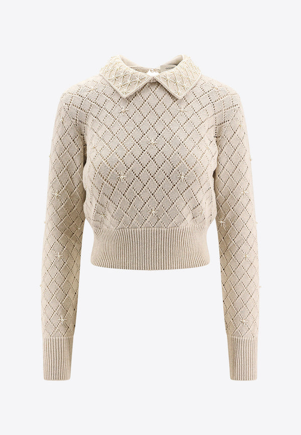 Golden Goose DB Pearl Embroidered Cropped Sweater GWP01824P001467_15559