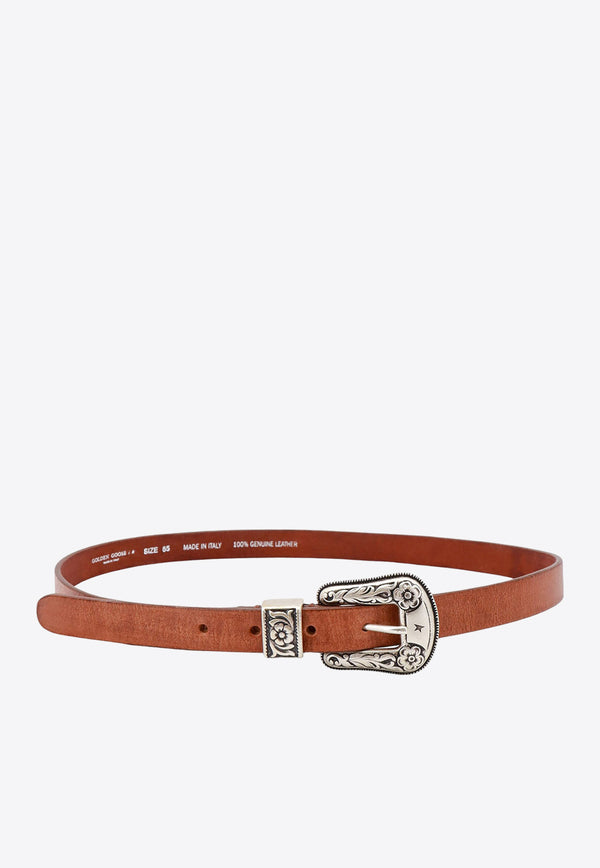 Golden Goose DB Decorated Buckle Washed Leather Belt GWA00402A000133_55312