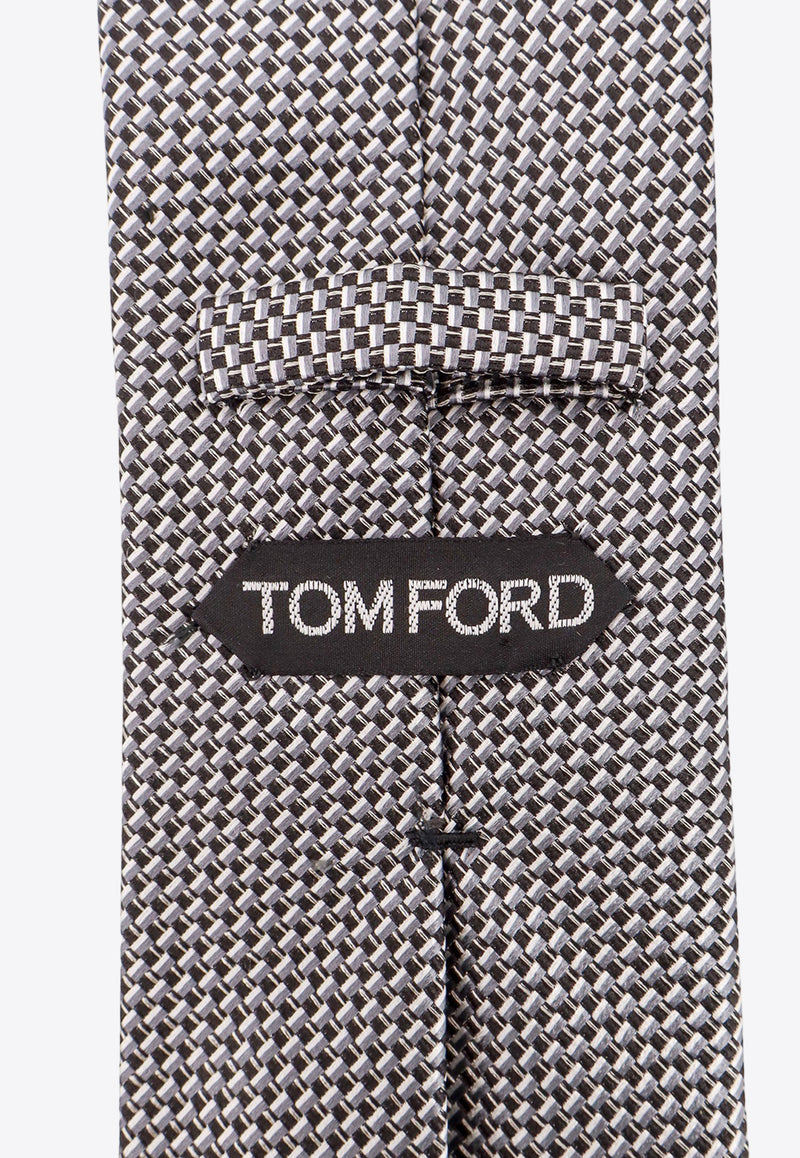 Tom Ford Micro Pattern Silk Tie Gray STE001SPP124_ZSILV