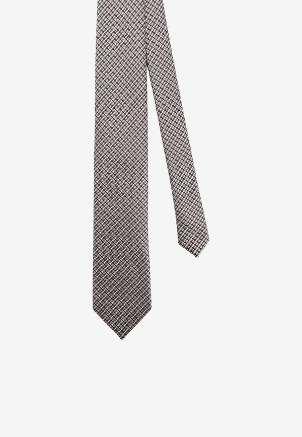 Tom Ford Stripe Pattern Silk Tie Gray STE001SPP125_ZSILV