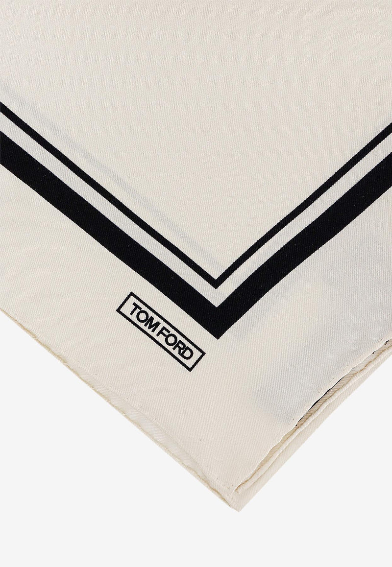 Tom Ford Tonal Frame Silk Pocket Square Cream SPR001SPP91_AW005