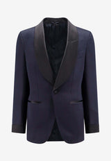 Tom Ford Single-Breasted Tuxedo Blazer Blue JEAHQ1VRP03_HB745