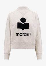 Isabel Marant Etoile Moby Flocked Logo Sweatshirt Ecru SW0003FAA1M07E_23EC