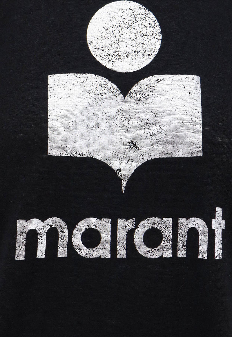 Isabel Marant Etoile Zewel Metallic Logo T-shirt Black TS0001FBA1N10E_01BK