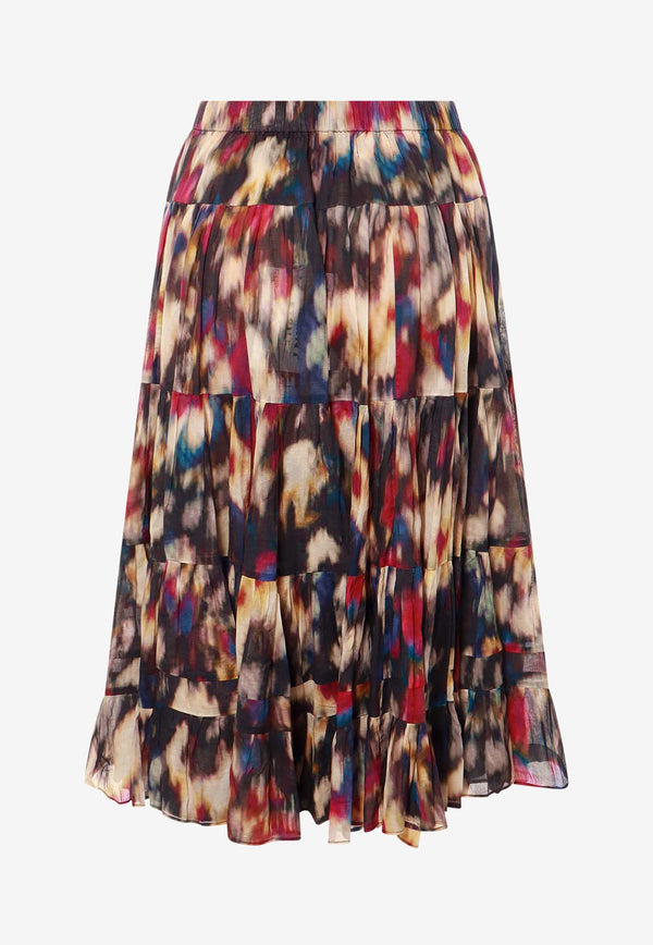 Isabel Marant Etoile Elfa Printed Midi Skirt Multicolor JU0053FAB1J07E_OEBK