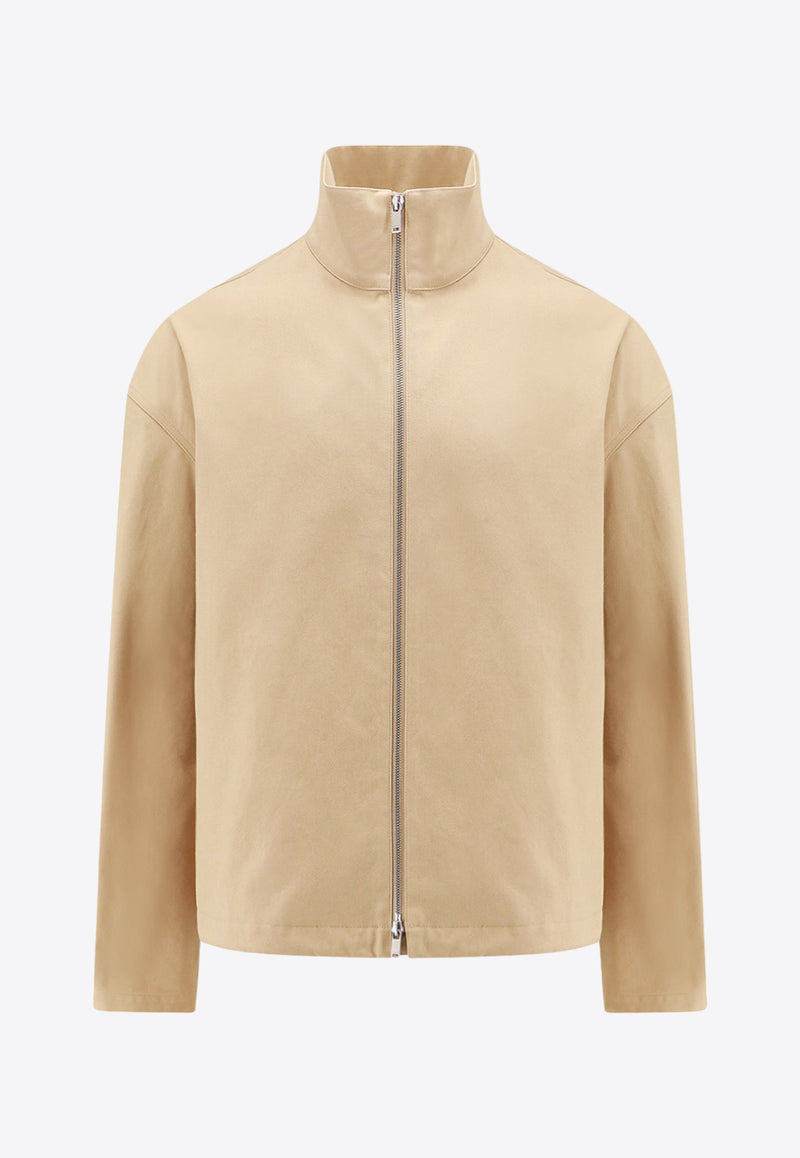 Jil Sander Logo Patch Zip-Up Jacket Beige J47BN0160J45136_260