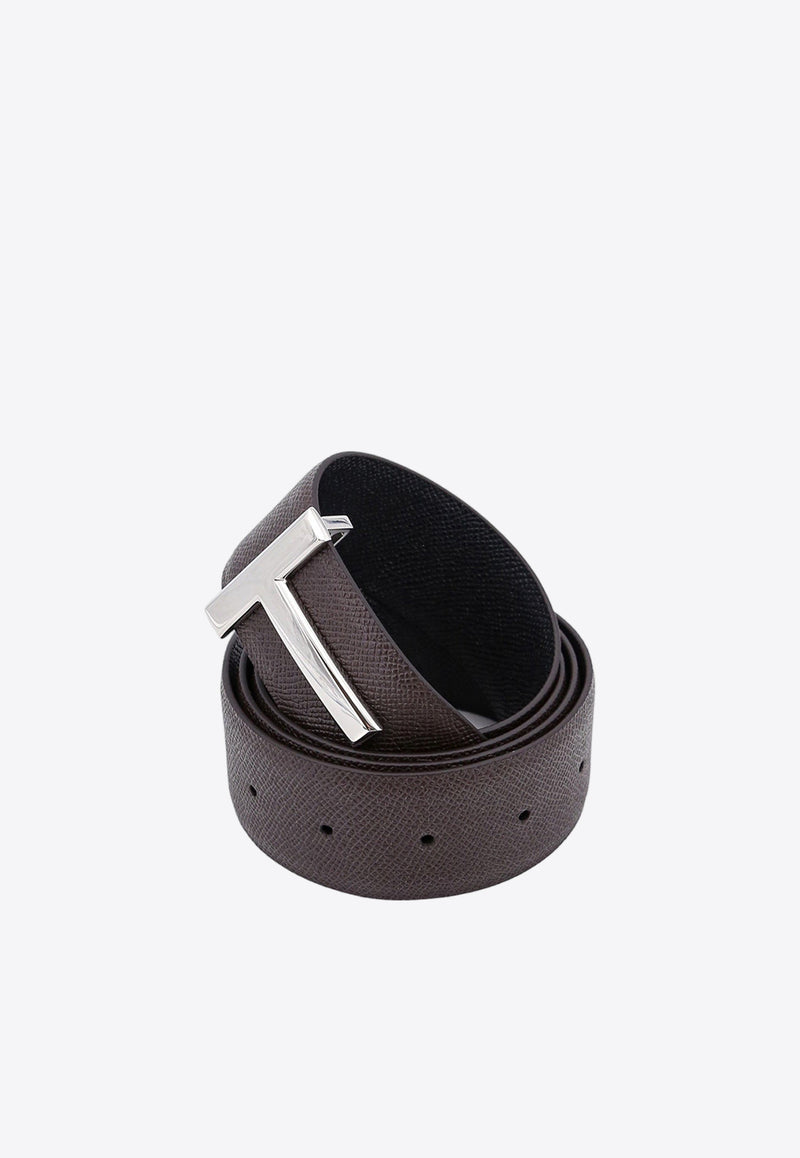 Tom Ford T Buckle Grained Leather Reversible Belt Brown TB178LCL220S_3BN18