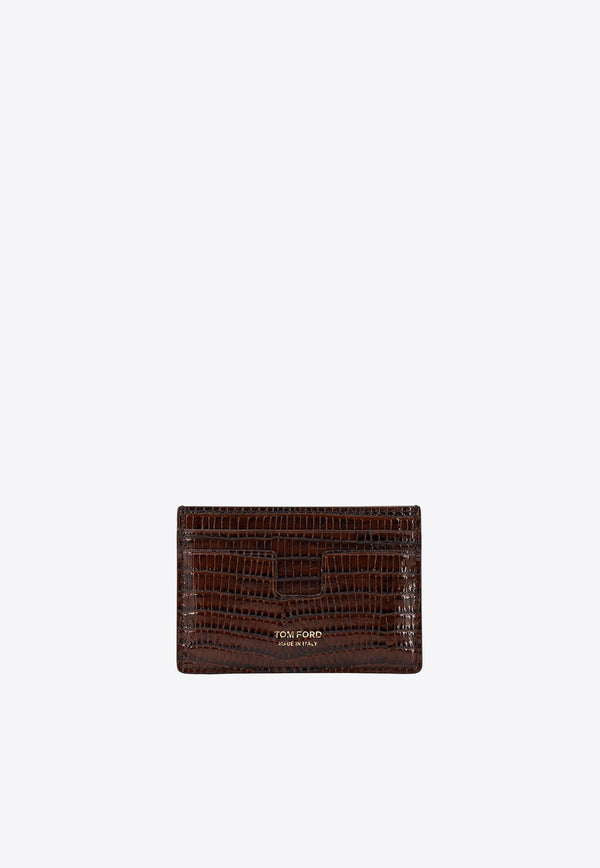Tom Ford Reptile-Print Leather Logo Cardholder Brown Y0232LCL381G_1B084