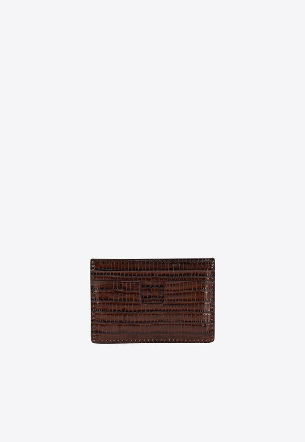 Tom Ford Reptile-Print Leather Logo Cardholder Brown Y0232LCL381G_1B084