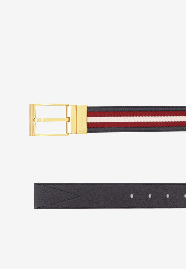 Bally Striped Logo Print Belt Black MBB02PSI057_I946O