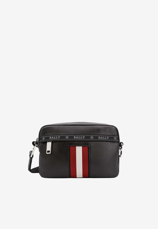 Bally Striped Leather Messenger Bag Black 60010922352_F010