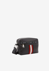 Bally Striped Leather Messenger Bag Black 60010922352_F010