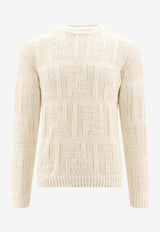 Fendi FF Jacquard Knitted Sweater White FZX091AR82_F0LWU