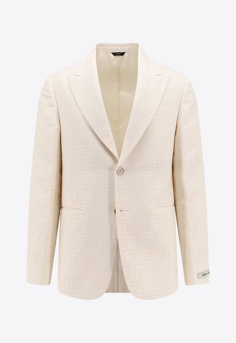 Fendi Single-Breasted FF Jacquard Blazer White FJ0768AR94_F1MTI