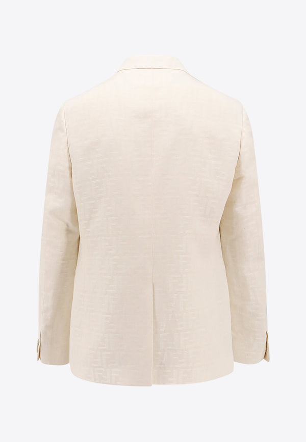 Fendi Single-Breasted FF Jacquard Blazer White FJ0768AR94_F1MTI