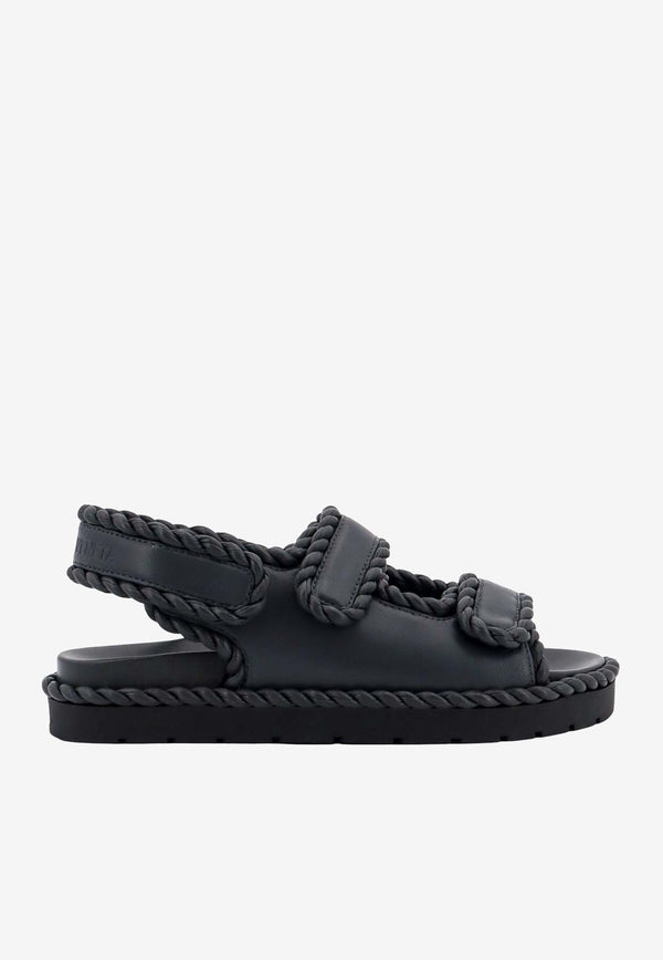 Bottega Veneta Jack Nappa Leather Flat Sandals Ardoise 775343VBSD0_2015