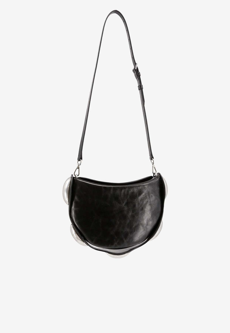 Alexander Wang Dome Crackled Leather Shoulder Bag Black 20124X78L_001