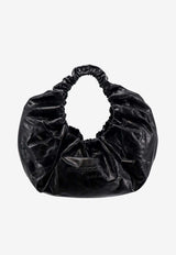 Alexander Wang Large Crescent Hobo Bag in Crackled Leather Black 20124K32L_001