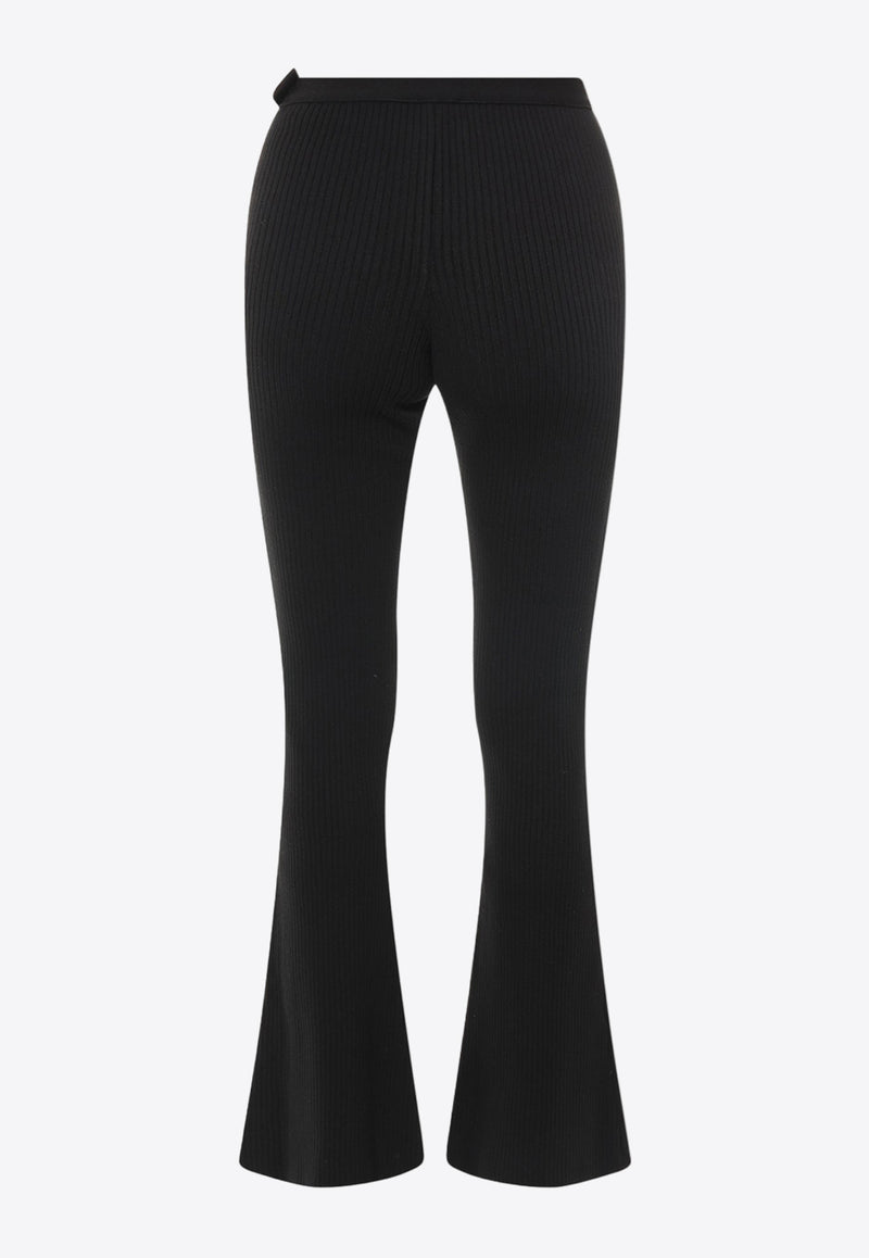 Courrèges Re-edition Rib-Knit Flared Pants Black PERMPA017FI0001_9999