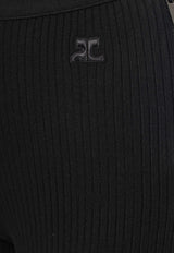 Courrèges Re-edition Rib-Knit Flared Pants Black PERMPA017FI0001_9999