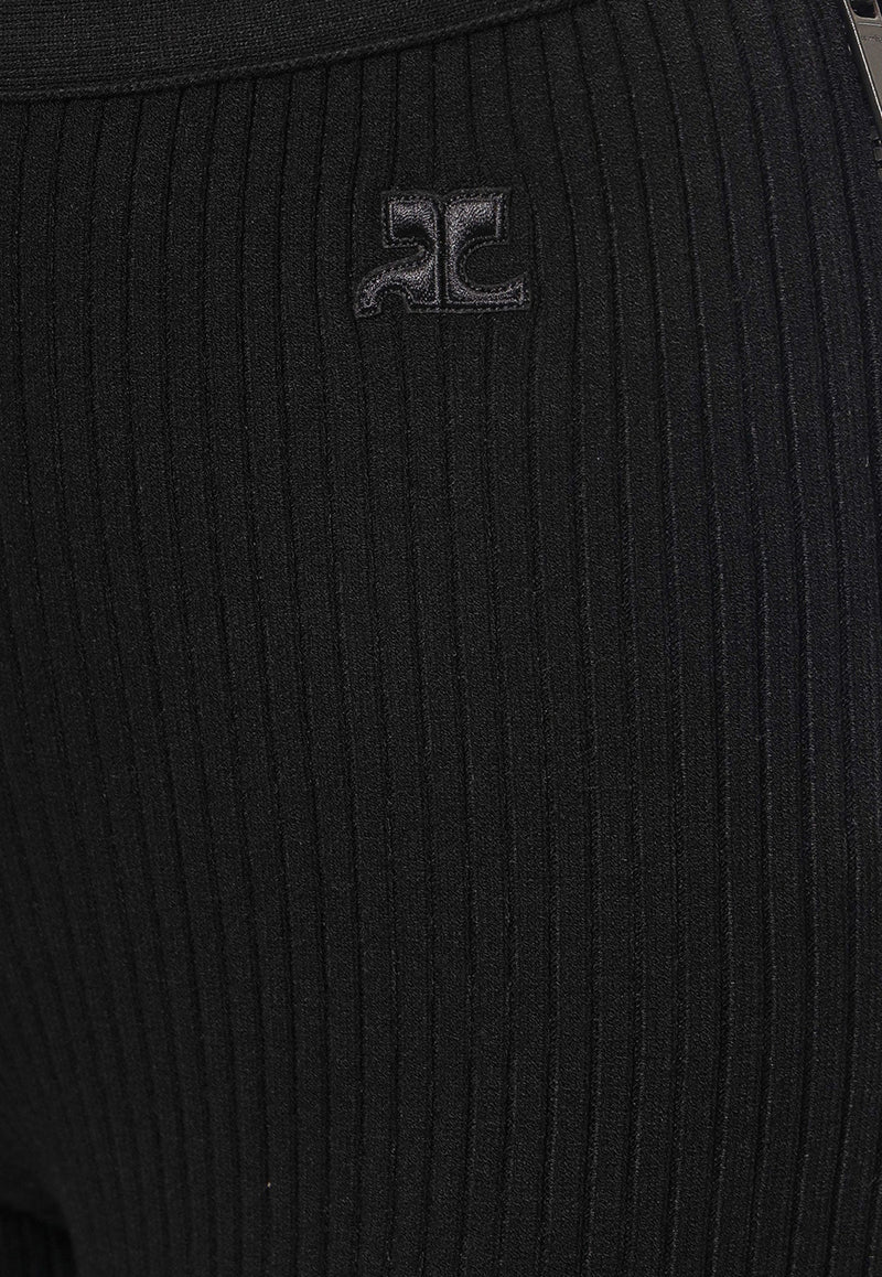 Courrèges Re-edition Rib-Knit Flared Pants Black PERMPA017FI0001_9999