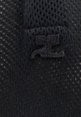 Courrèges Logo Patch Mesh Polo T-shirt Black 124JP0025JS0069_9999