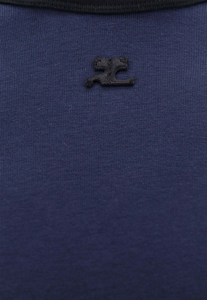 Courrèges Logo Embroidered Crewneck T-shirt Blue PERJTS020JS0070_B033