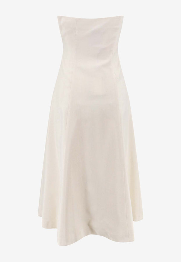 SEMICOUTURE Strapless Midi Dress White Y4SQ10_A13