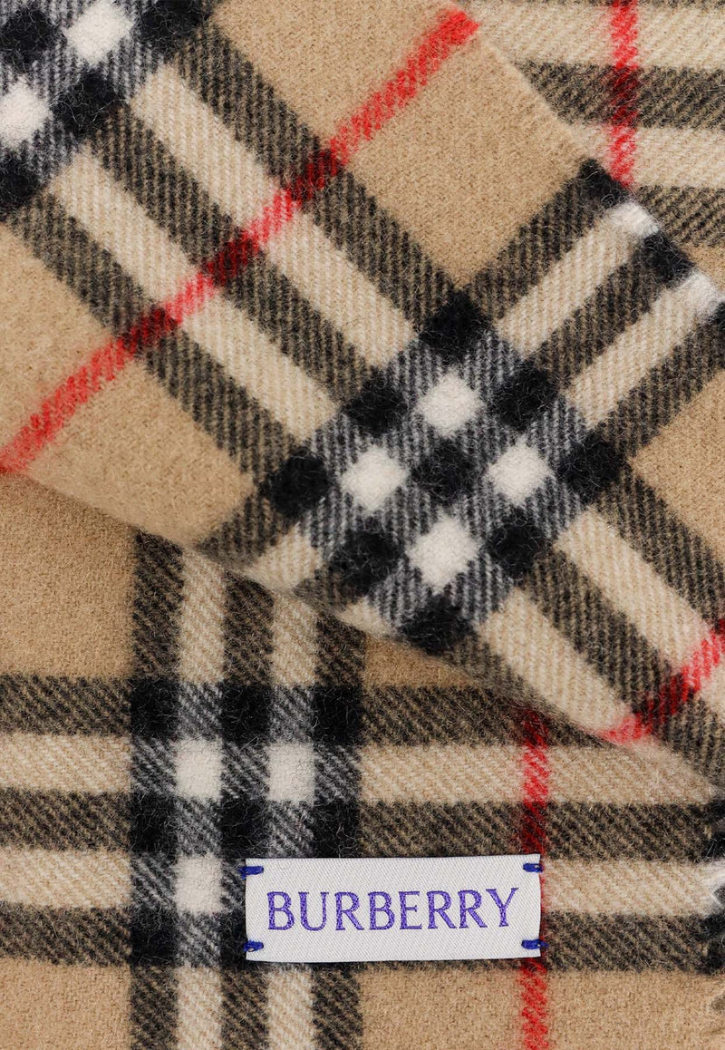 Burberry Checked Pattern Cashmere Scarf Beige 8079995_A7026