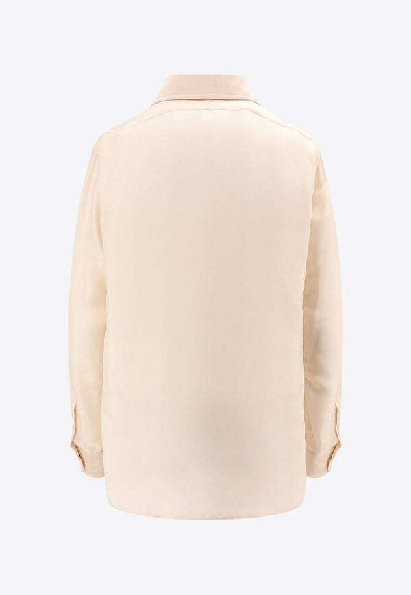 Tom Ford Plisse Plastron Long-Sleeved Shirt Pink CA3254FAX1133_AW016
