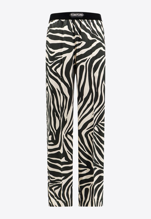 Tom Ford Zebra Print Silk Pajama Pants Monochrome PAW397FAP219_XECBL