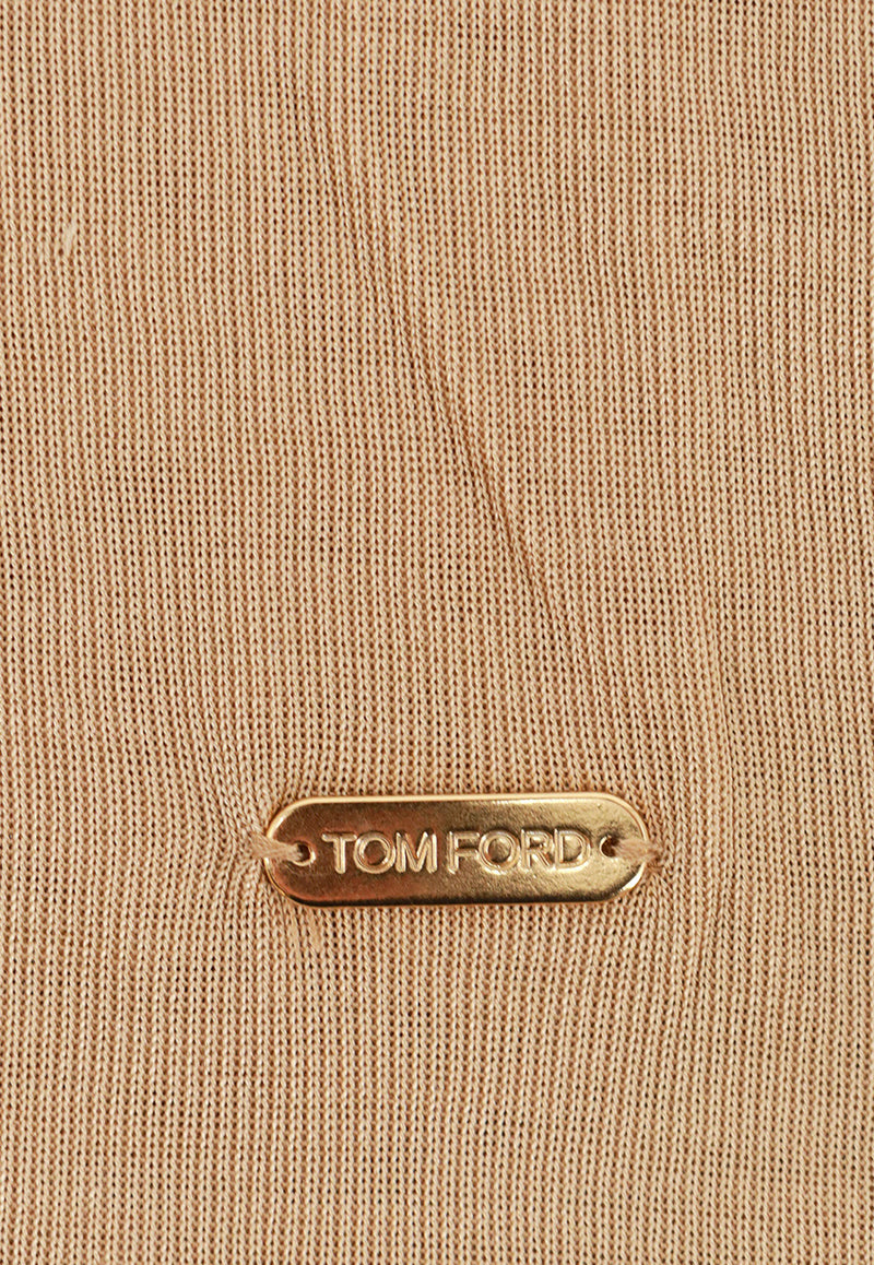 Tom Ford Logo Plaque Silk Tank Top Tan TSJ565JEX078_KB333