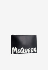 Alexander McQueen Graffiti Logo Leather Clutch Bag

 Black 5604721AAMJ_1070