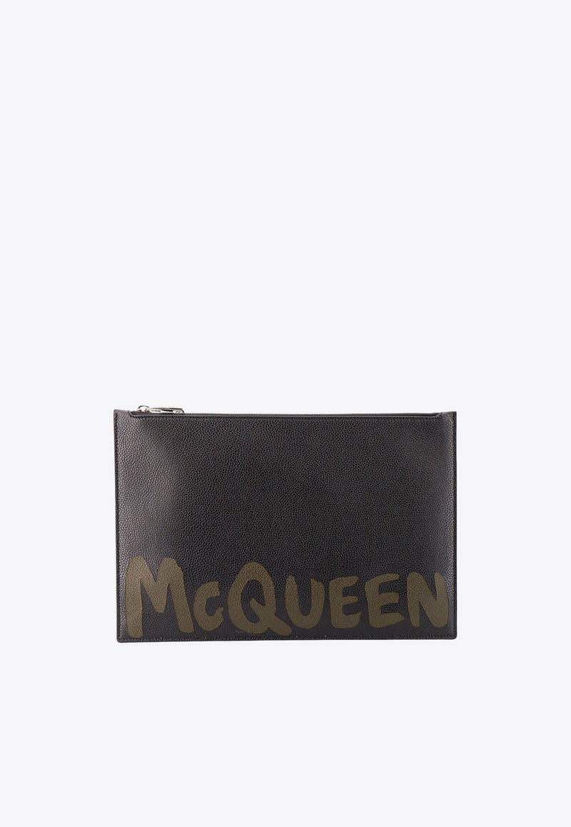 Alexander McQueen Graffiti Logo Zip Pouch Black 5604721AAQ5_1088