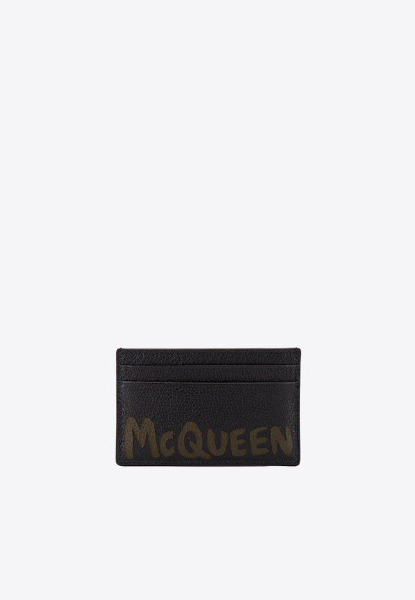 Alexander Mcqueen Graffiti Logo Leather Cardholder Black 7362301AAQ5_1088