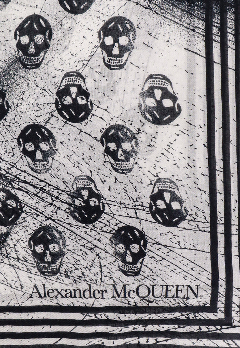 Alexander McQueen Dragonfly Biker Skull Print Scarf White 7772574418Q_9060