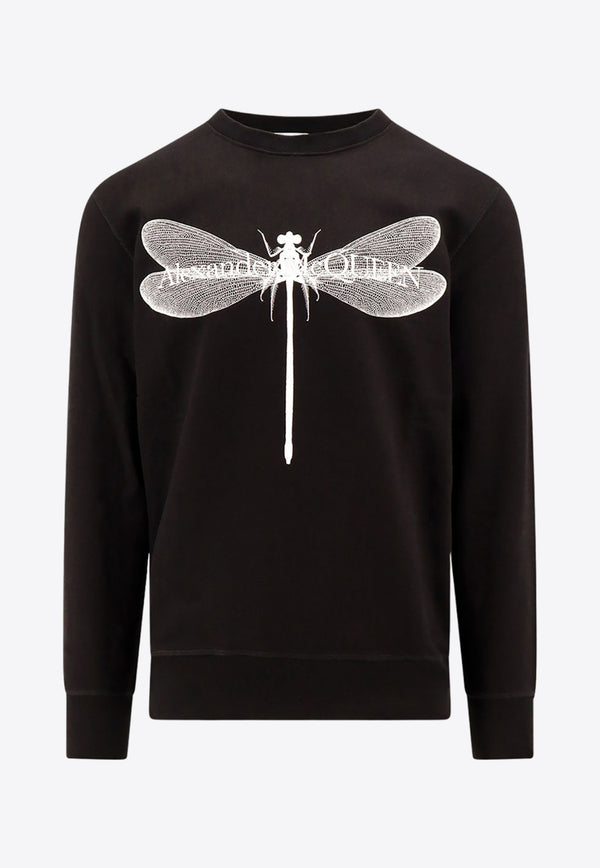 Alexander McQueen Dragonfly Logo Crewneck Sweatshirt Black 776266QTAAD_0520