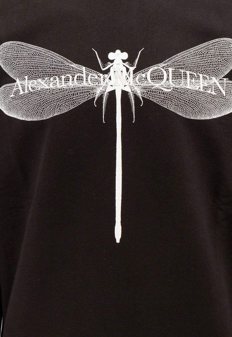 Alexander McQueen Dragonfly Logo Crewneck Sweatshirt Black 776266QTAAD_0520