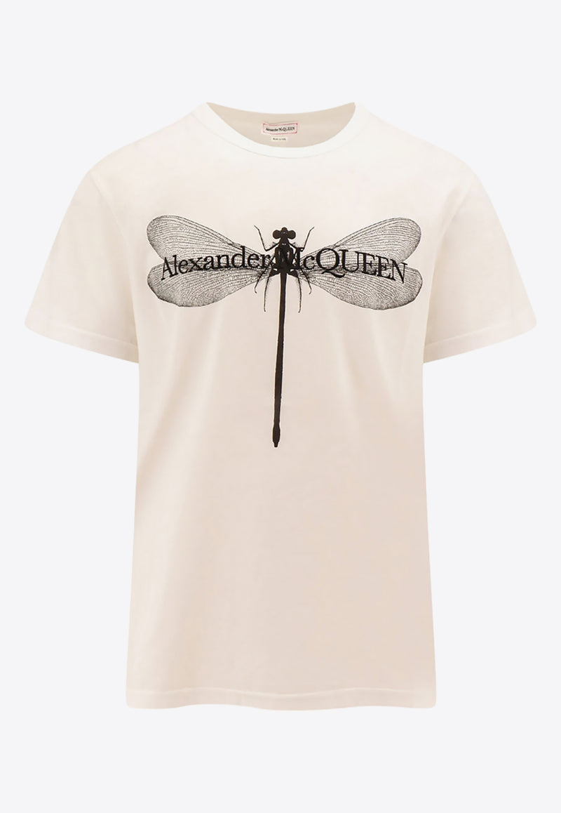 Alexander McQueen Dragonfly Logo T-shirt White 776328QTAAI_0909