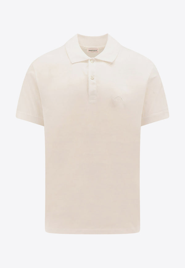 Alexander McQueen Logo Embroidered Polo T-shirt White 776379QXAAJ_9000