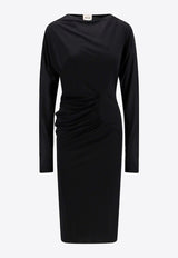 Khaite The Oron Ruched Midi Dress Black 53964084_200