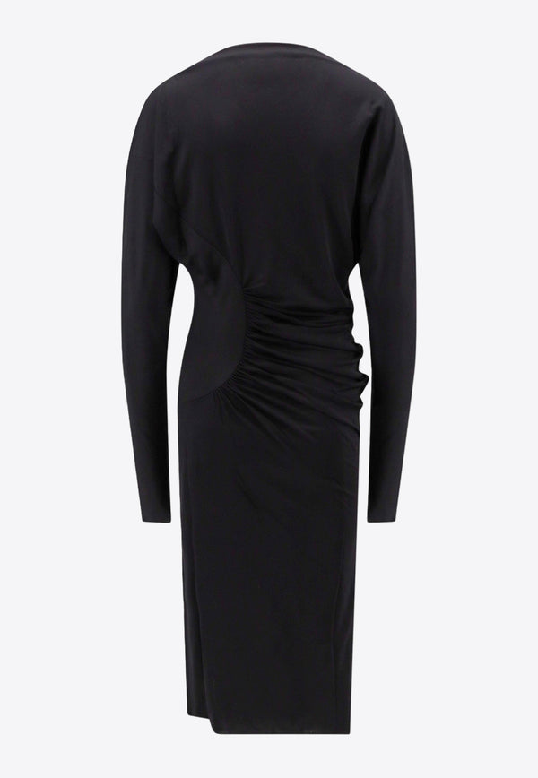 Khaite The Oron Ruched Midi Dress Black 53964084_200