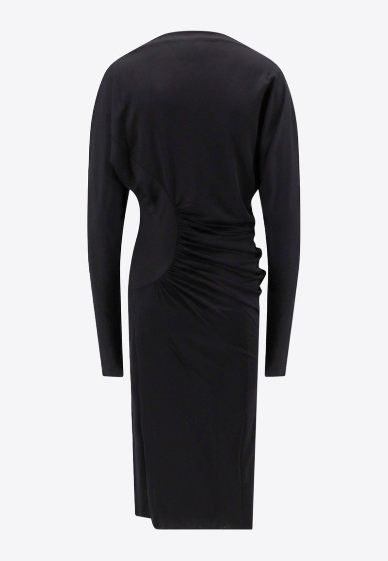 Khaite The Oron Ruched Midi Dress Black 53964084_200