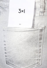 3X1 Coated Flared Denim Pants Silver W31F29DS1081_CSILV