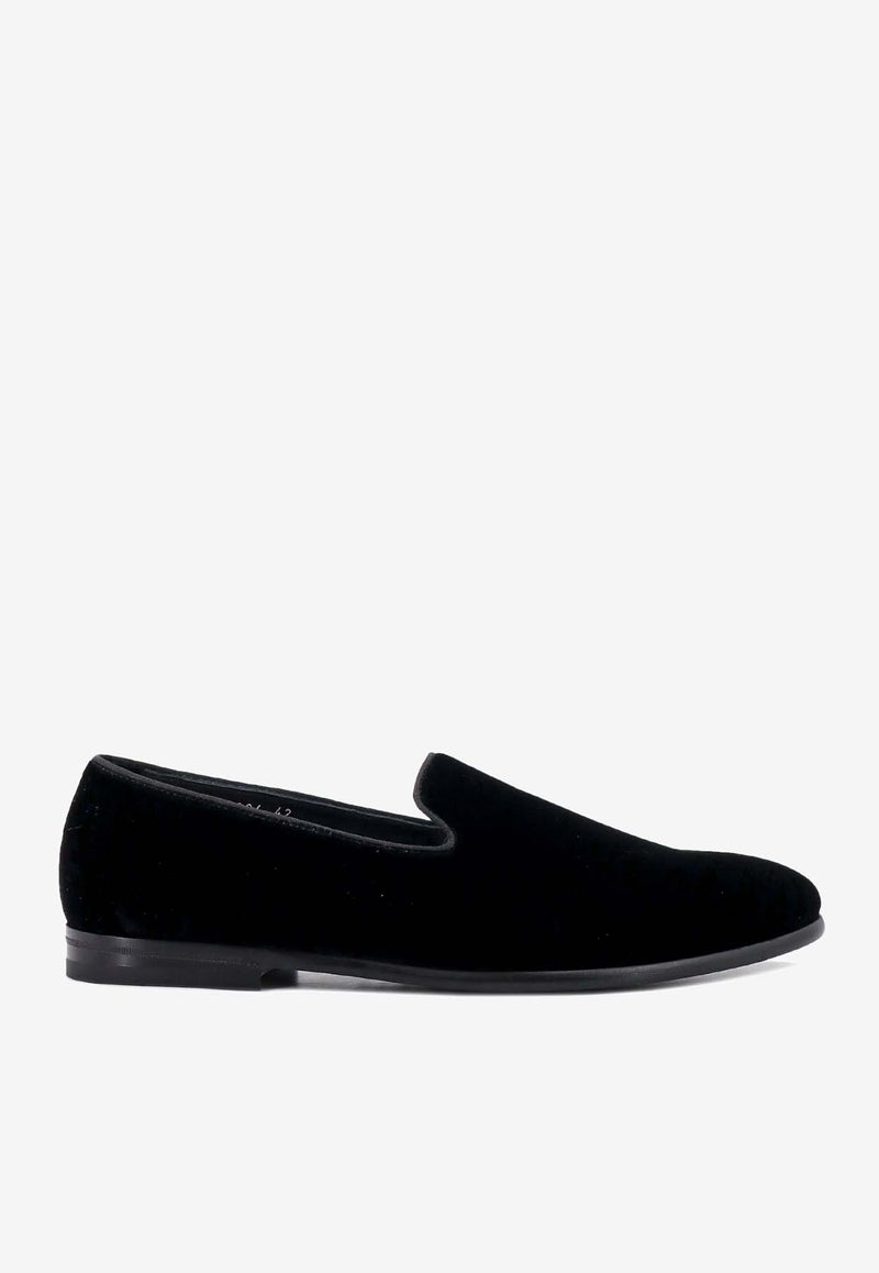 Doucal's Slip-On Velvet Loafers Black DU3304CARPUF034_NN00