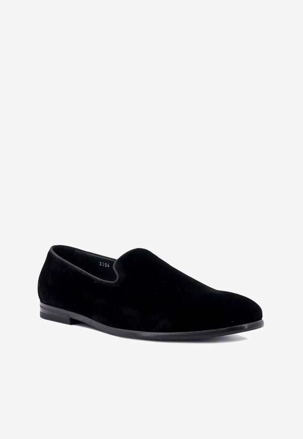 Doucal's Slip-On Velvet Loafers Black DU3304CARPUF034_NN00