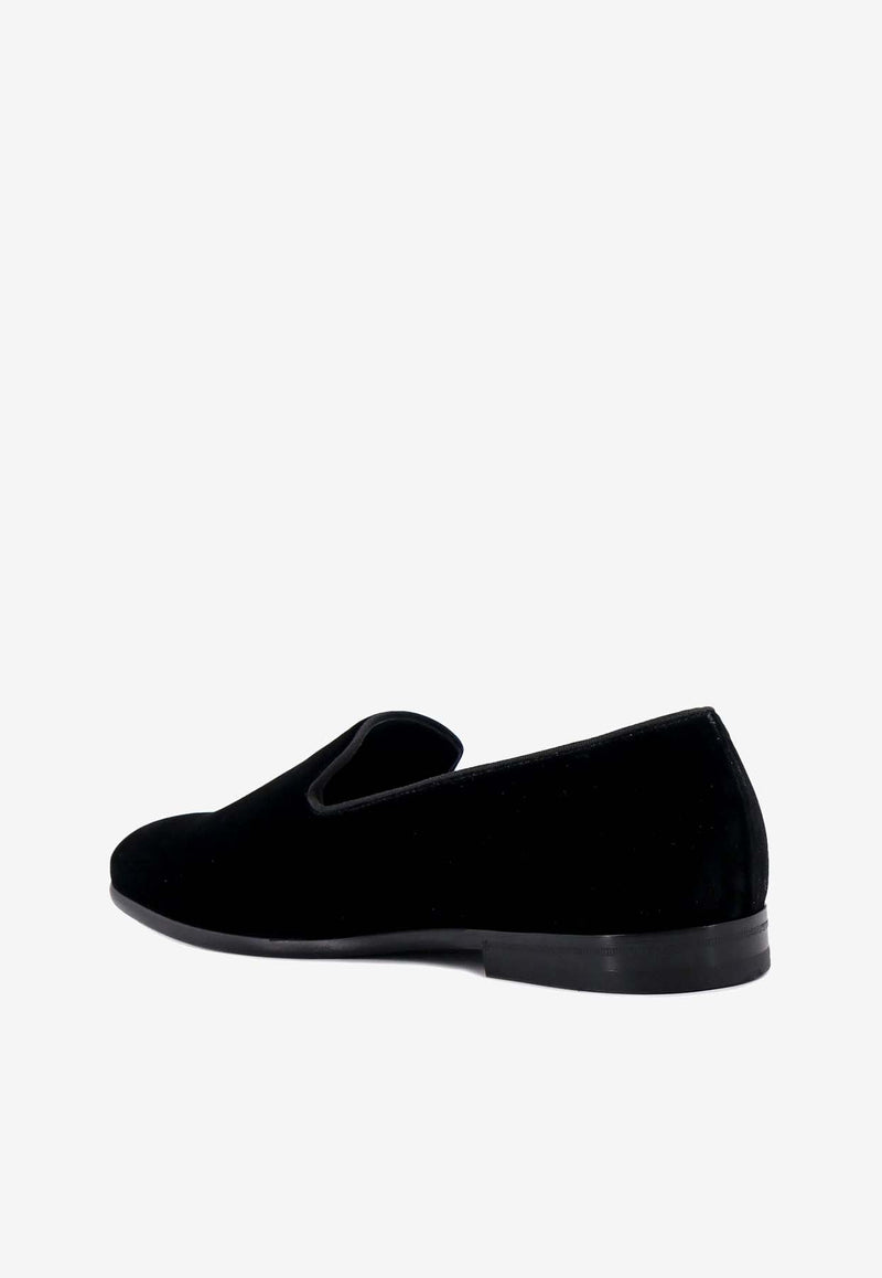 Doucal's Slip-On Velvet Loafers Black DU3304CARPUF034_NN00