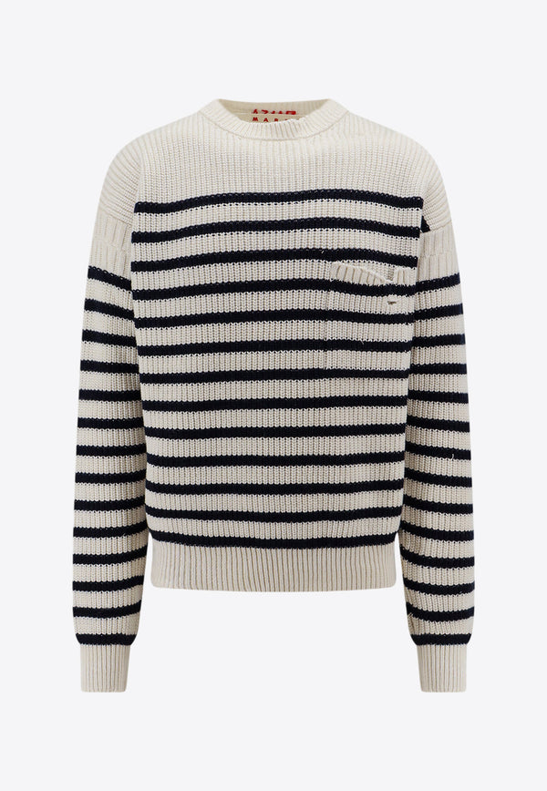 Marni Striped Knitted Wool Sweater White GCMG0360Q0UFC532_RGW03