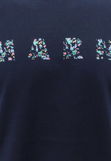 Marni Logo Print Crewneck T-shirt Blue HUMU0198PQUSCW21_FLB99