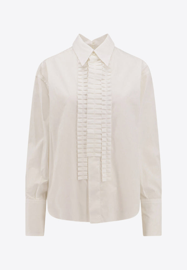 Marni Ruffled Yoke Long-Sleeved Shirt White CAMA0561FYUTC223_00W01